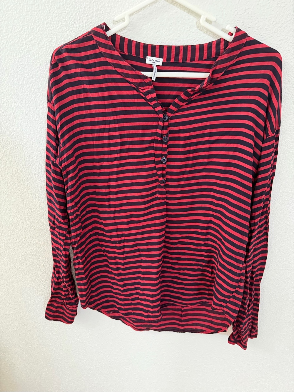 Splendid Red and navy Striped Long Sleeve Top
